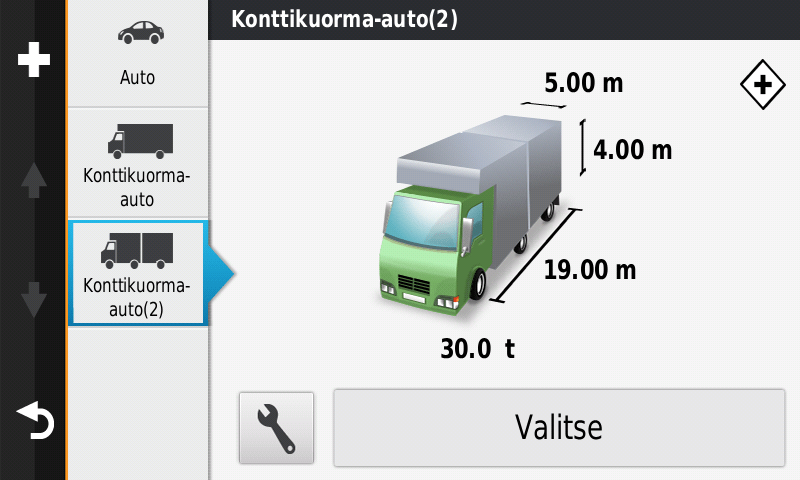 kuorma-auton mitat garmin dezl