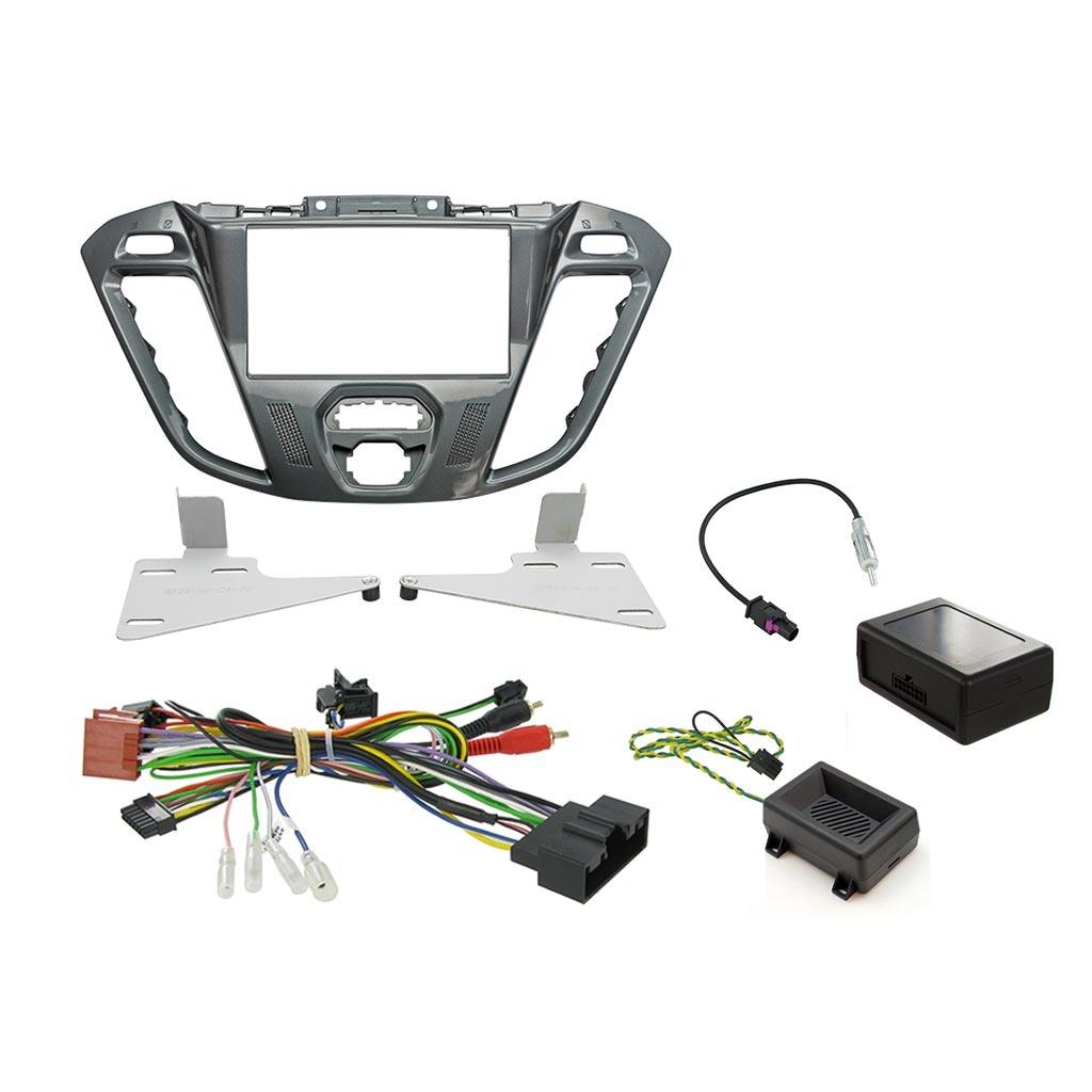 Ford-Transit-Custom-harmaa-2-DIN-soittimen-asennussarja