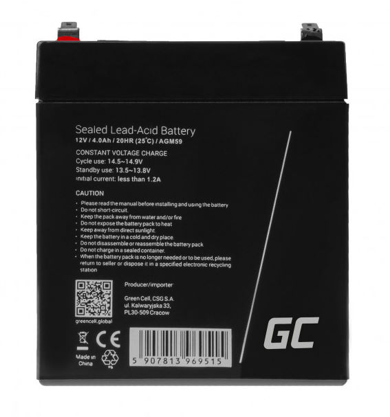 Green Cell AGM akku 12V 4Ah 2