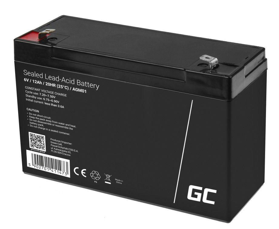 Green Cell AGM akku 6V 12Ah 2