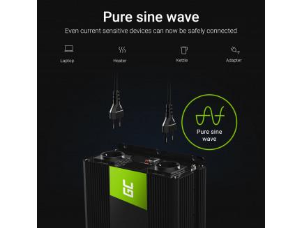 Green Cell puhdas siniaalto invertteri 2000W 12V