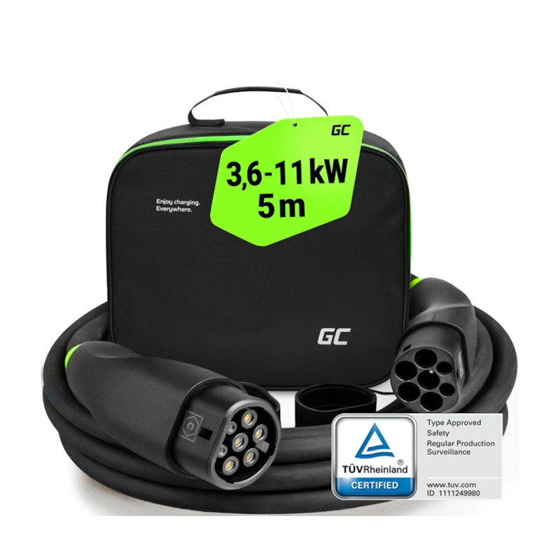 Green Cell sähköauton latauskaapeli 11kW 5m tyyppi 2 Green Cell sähköauton latauskaapeli 11kW 5m tyyppi 2