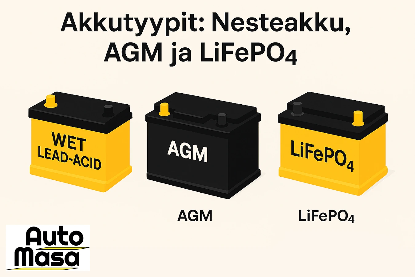 Usein kysytyt kysymykset (FAQ) – AGM-, LiFePO₄- ja nesteakut ❓