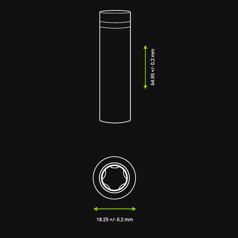 Green Cell 18650 akun mitat